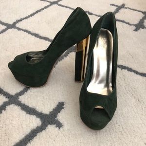 Dark forest green heels